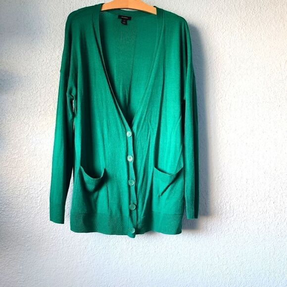 HALOGEN marino wool blend button front tunic style cardigan - Picture 1 of 10